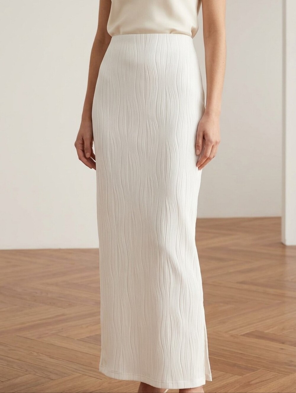 White Women's Textured Maxi Skirt